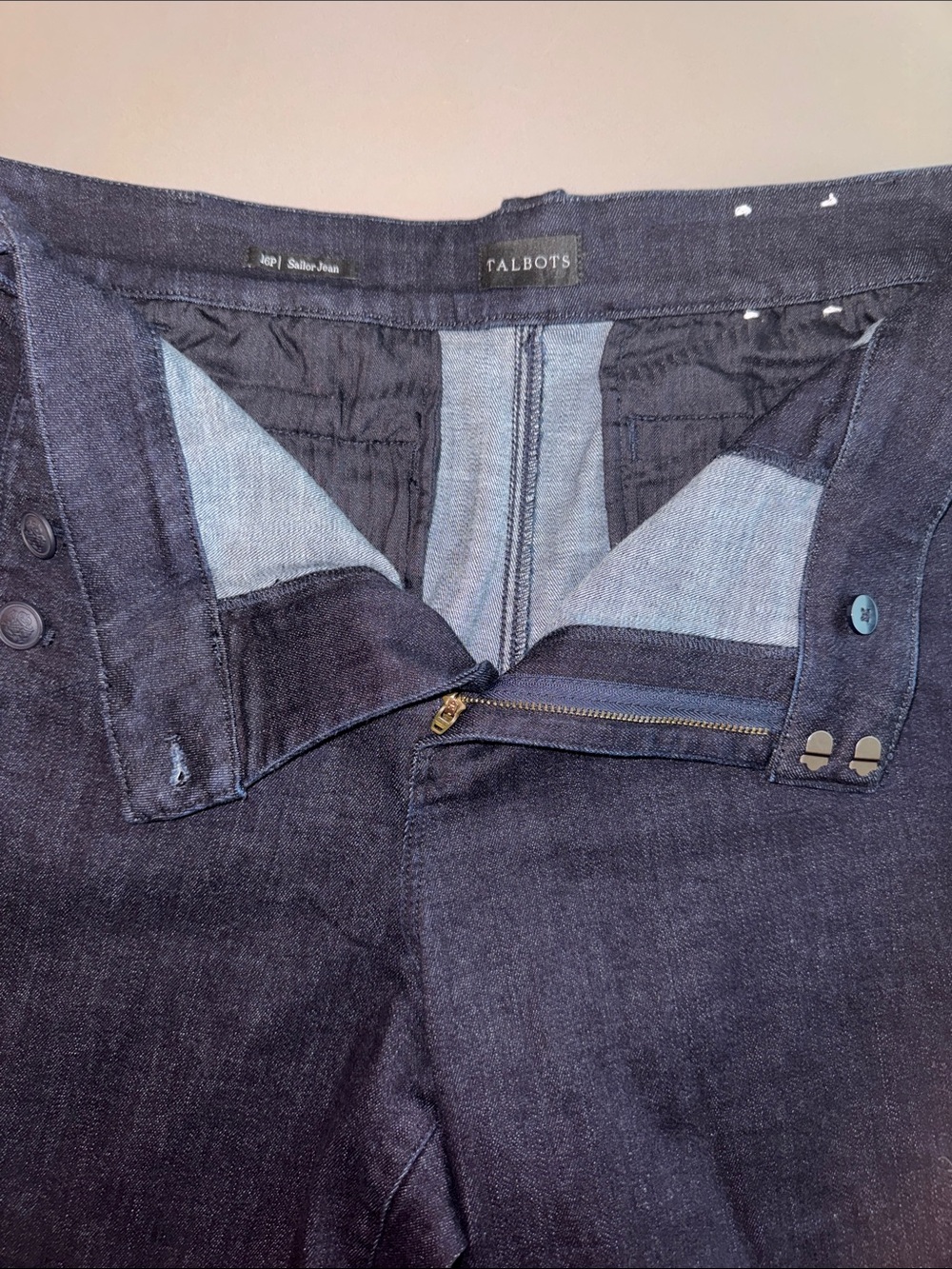 TALBOTS Womens' Marina Dark Wash Cropped Straight Leg Sailor Jeans Size 16P EUC - Picture 9 of 10